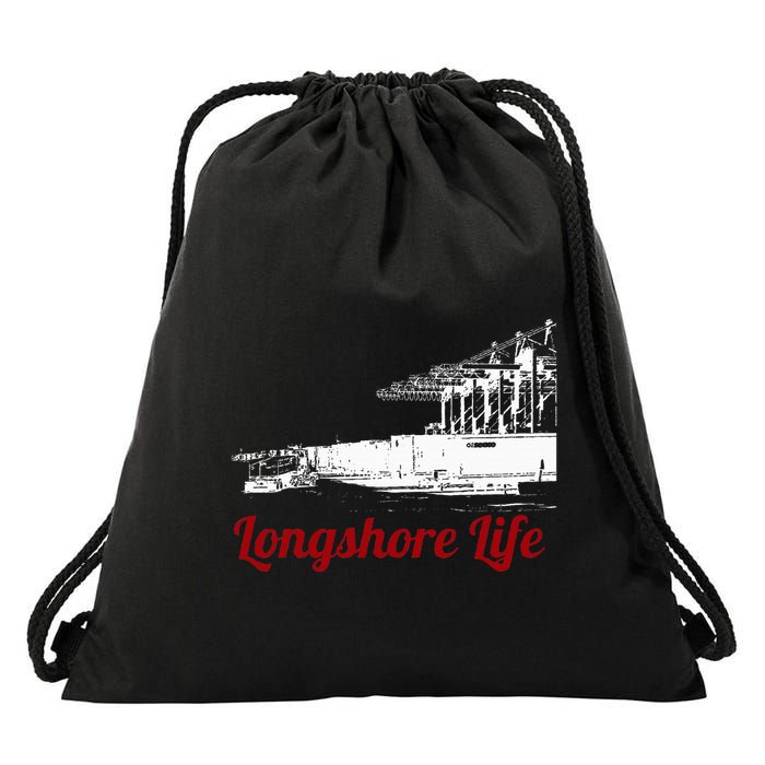 Longshore Life Ilwu Cranes Containers Utr Drawstring Bag