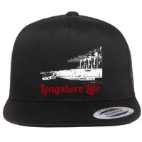 Longshore Life Ilwu Cranes Containers Utr Flat Bill Trucker Hat
