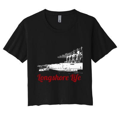 Longshore Life Ilwu Cranes Containers Utr Women's Crop Top Tee