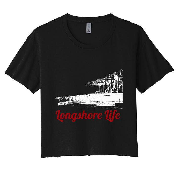 Longshore Life Ilwu Cranes Containers Utr Women's Crop Top Tee