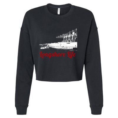 Longshore Life Ilwu Cranes Containers Utr Cropped Pullover Crew