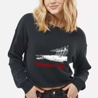 Longshore Life Ilwu Cranes Containers Utr Cropped Pullover Crew