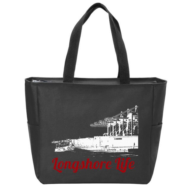 Longshore Life Ilwu Cranes Containers Utr Zip Tote Bag