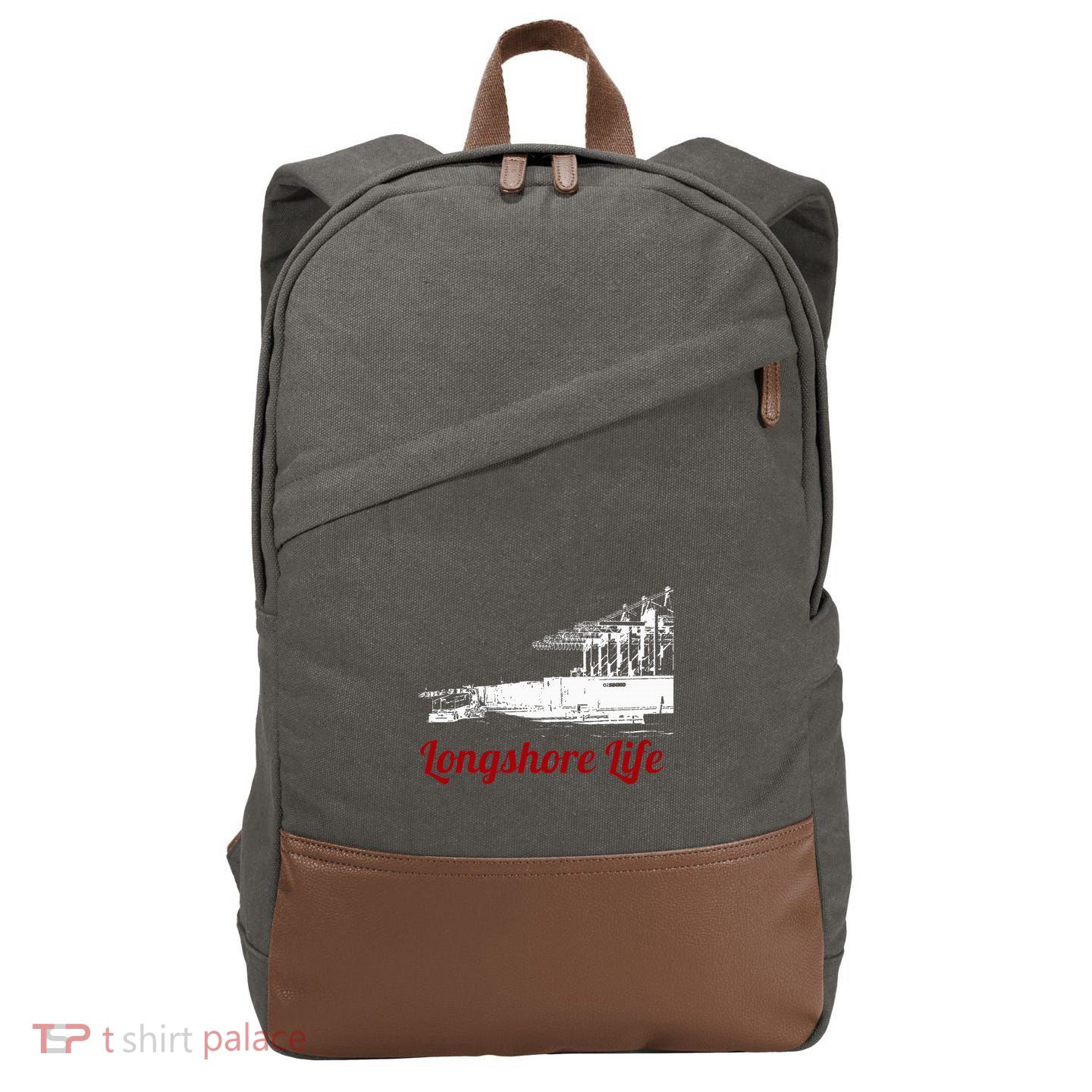 Longshore Life Ilwu Cranes Containers Utr Cotton Canvas Backpack