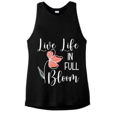 Live Life In Full Bloom Flower Ladies PosiCharge Tri-Blend Wicking Tank