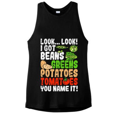 Look Look I Got Beans Greens Potatoes Tomatoes You Name It Ladies PosiCharge Tri-Blend Wicking Tank