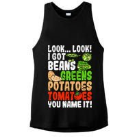 Look Look I Got Beans Greens Potatoes Tomatoes You Name It Ladies PosiCharge Tri-Blend Wicking Tank
