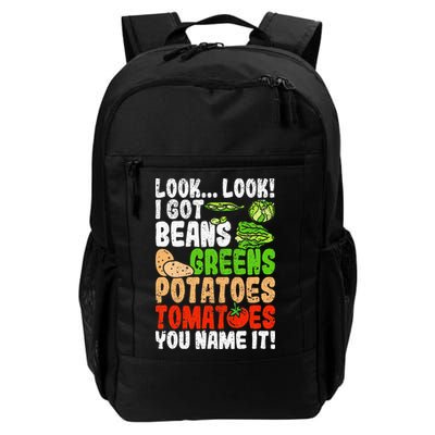 Look Look I Got Beans Greens Potatoes Tomatoes You Name It Backpack