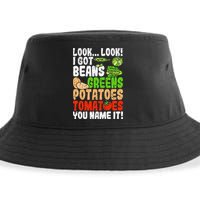 Look Look I Got Beans Greens Potatoes Tomatoes You Name It Sustainable Bucket Hat