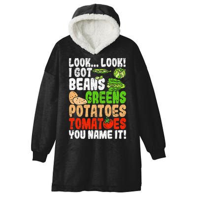 Look Look I Got Beans Greens Potatoes Tomatoes You Name It Hooded Wearable Blanket