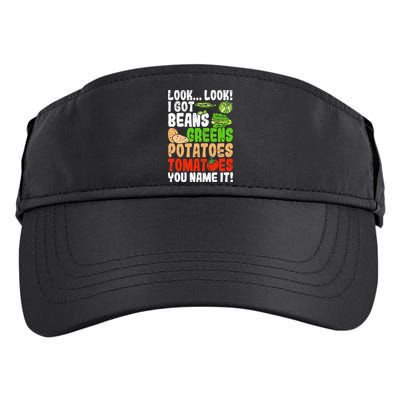 Look Look I Got Beans Greens Potatoes Tomatoes You Name It Adult Drive Performance Visor