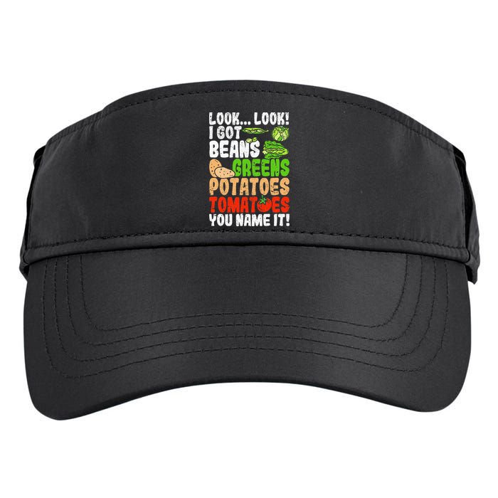 Look Look I Got Beans Greens Potatoes Tomatoes You Name It Adult Drive Performance Visor