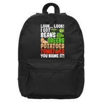 Look Look I Got Beans Greens Potatoes Tomatoes You Name It 16 in Basic Backpack