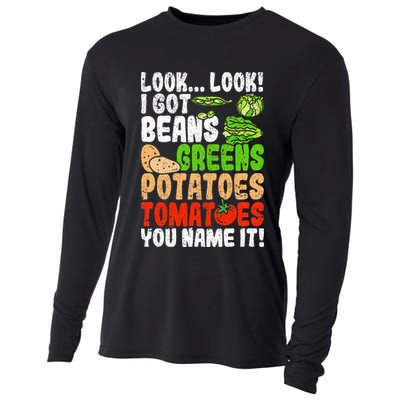 Look Look I Got Beans Greens Potatoes Tomatoes You Name It Cooling Performance Long Sleeve Crew