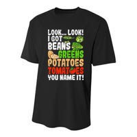 Look Look I Got Beans Greens Potatoes Tomatoes You Name It Youth Performance Sprint T-Shirt