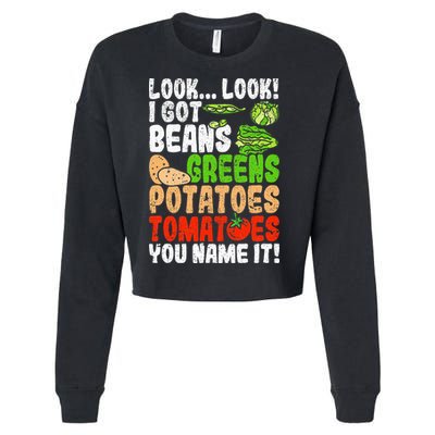 Look Look I Got Beans Greens Potatoes Tomatoes You Name It Cropped Pullover Crew