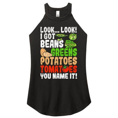 Look Look I Got Beans Greens Potatoes Tomatoes You Name It Women's Perfect Tri Rocker Tank