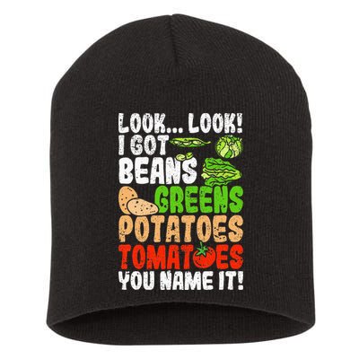 Look Look I Got Beans Greens Potatoes Tomatoes You Name It Short Acrylic Beanie