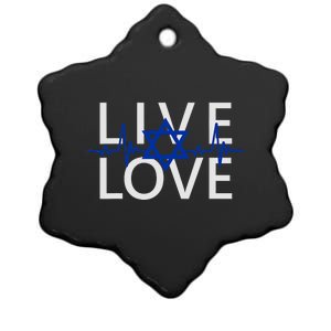 Live Love Israel Heartbeat Am Yisrael Chai Ekg Magen David Ceramic Star Ornament