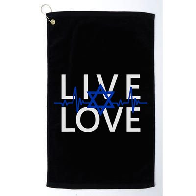 Live Love Israel Heartbeat Am Yisrael Chai Ekg Magen David Golf Towel