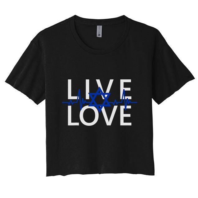 Live Love Israel Heartbeat Am Yisrael Chai Ekg Magen David Crop Top