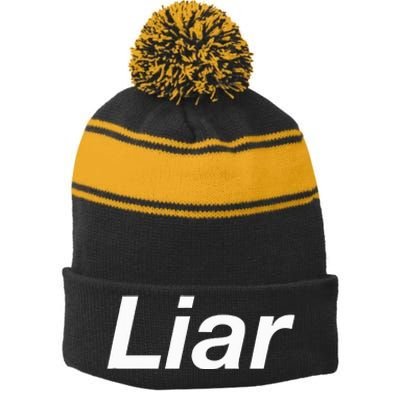 Liar Stripe Pom Pom Beanie