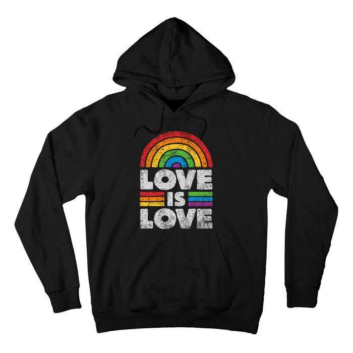 L.G.B.T.Q Love Is Love G.A.Y Pride Lgbt Ally Rainbow Flag Vintage Tall Hoodie