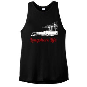 Longshore Life Ilwu Cranes Containers Utr Ladies PosiCharge Tri-Blend Wicking Tank