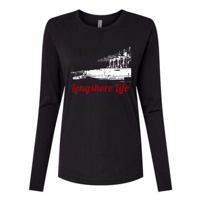 Longshore Life Ilwu Cranes Containers Utr Womens Cotton Relaxed Long Sleeve T-Shirt