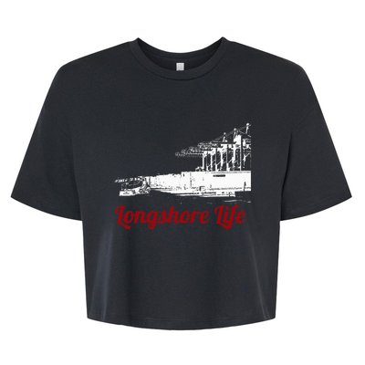 Longshore Life Ilwu Cranes Containers Utr Bella+Canvas Jersey Crop Tee