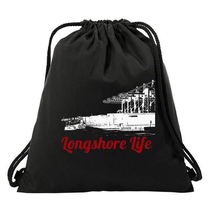 Longshore Life Ilwu Cranes Containers Utr Drawstring Bag