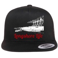 Longshore Life Ilwu Cranes Containers Utr Flat Bill Trucker Hat