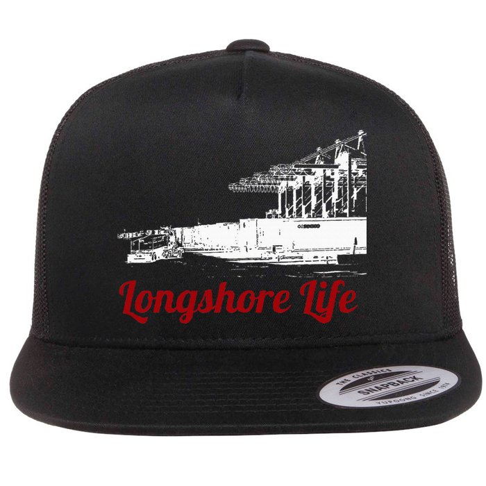 Longshore Life Ilwu Cranes Containers Utr Flat Bill Trucker Hat