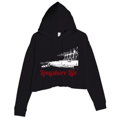 Longshore Life Ilwu Cranes Containers Utr Crop Fleece Hoodie