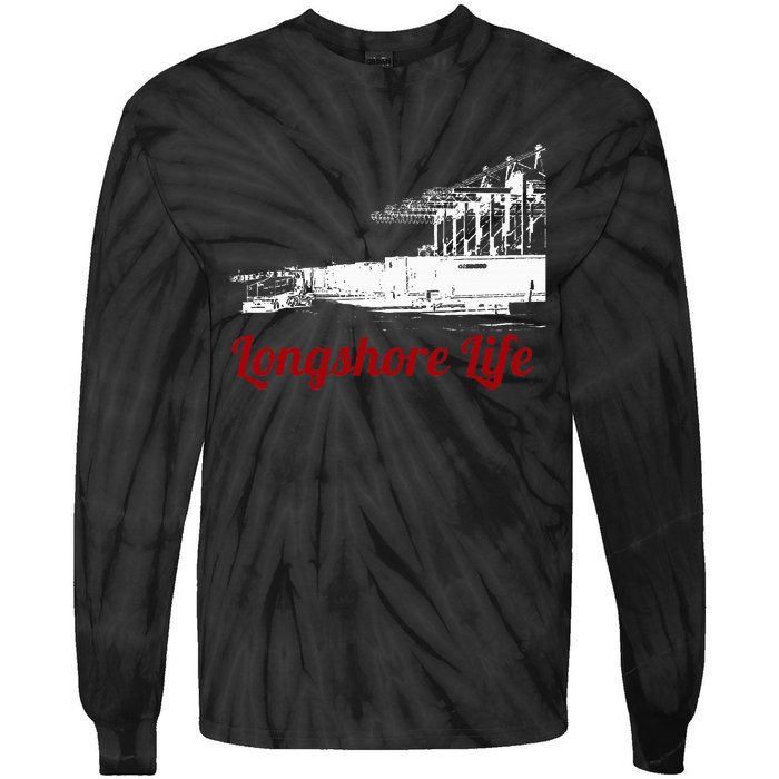 Longshore Life Ilwu Cranes Containers Utr Tie-Dye Long Sleeve Shirt