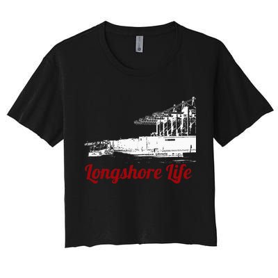 Longshore Life Ilwu Cranes Containers Utr Women's Crop Top Tee