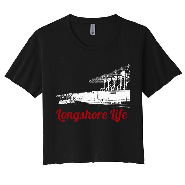 Longshore Life Ilwu Cranes Containers Utr Women's Crop Top Tee