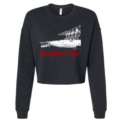 Longshore Life Ilwu Cranes Containers Utr Cropped Pullover Crew