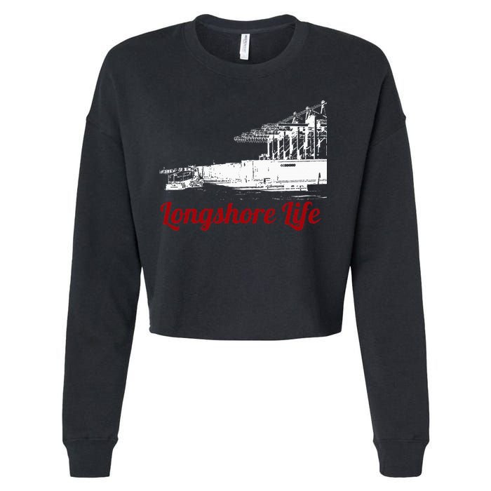 Longshore Life Ilwu Cranes Containers Utr Cropped Pullover Crew