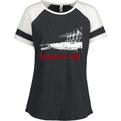 Longshore Life Ilwu Cranes Containers Utr Enza Ladies Jersey Colorblock Tee