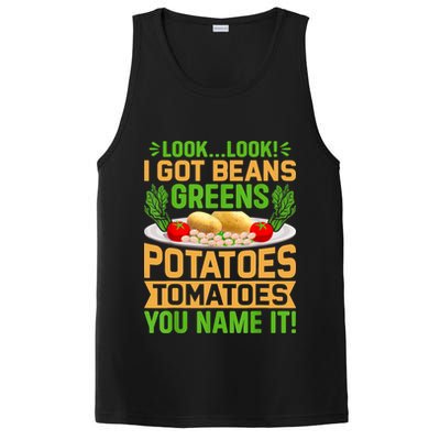 Look Look I Got Beans Greens Potatoes Tomatoes You Name It PosiCharge Competitor Tank