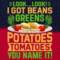 Look Look I Got Beans Greens Potatoes Tomatoes You Name It Pom Pom 12in Knit Beanie