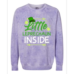 Little Leprechaun Inside St Patricks Day Pregnant Great Gift Colorblast Crewneck Sweatshirt