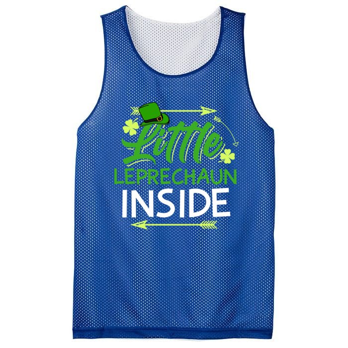 Little Leprechaun Inside St Patricks Day Pregnant Great Gift Mesh Reversible Basketball Jersey Tank