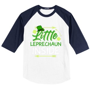 Little Leprechaun Inside St Patricks Day Pregnant Great Gift Baseball Sleeve Shirt