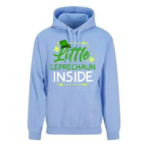 Little Leprechaun Inside St Patricks Day Pregnant Great Gift Unisex Surf Hoodie