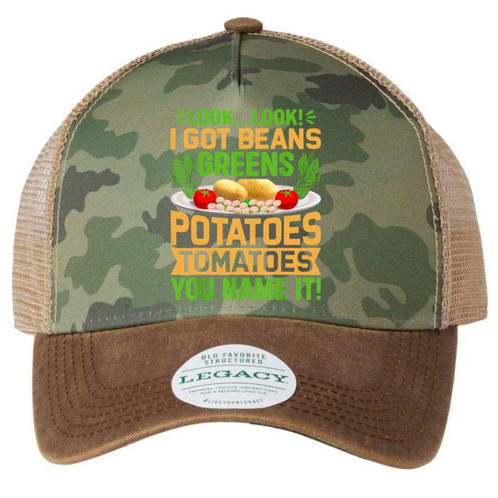 Look Look I Got Beans Greens Potatoes Tomatoes You Name It Legacy Tie Dye Trucker Hat