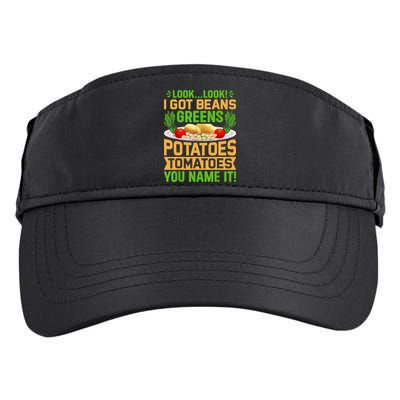 Look Look I Got Beans Greens Potatoes Tomatoes You Name It Adult Drive Performance Visor