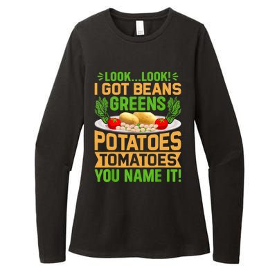 Look Look I Got Beans Greens Potatoes Tomatoes You Name It Womens CVC Long Sleeve Shirt