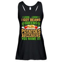 Look Look I Got Beans Greens Potatoes Tomatoes You Name It Ladies Essential Flowy Tank
